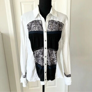 Steilmann Stretchy Patchwork Button Down Shirt